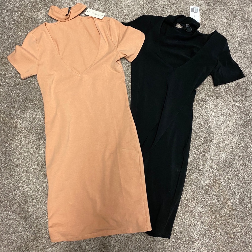 Two short forever 21 dresses black and apricot